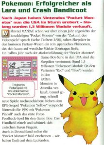 Pokemon Erfolg USA 1998 Verkaufszahlen Red Blue